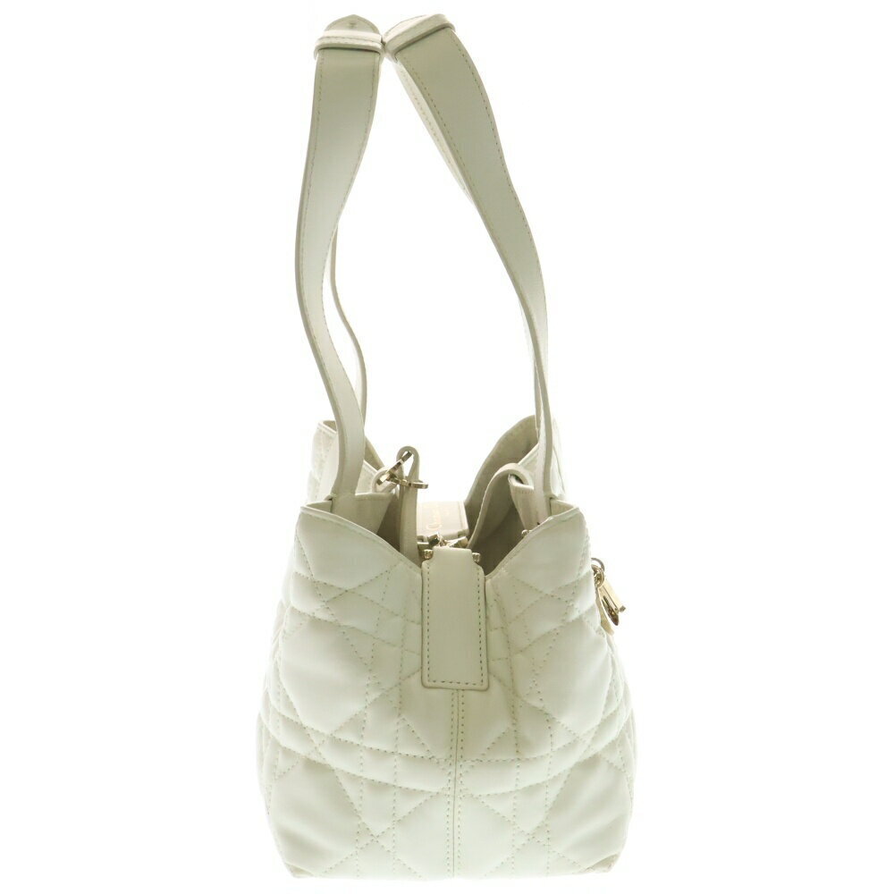 Dior White Handbag Cannage Leather TOUJOURS Calfskin Quilted - Picture 3 of 6